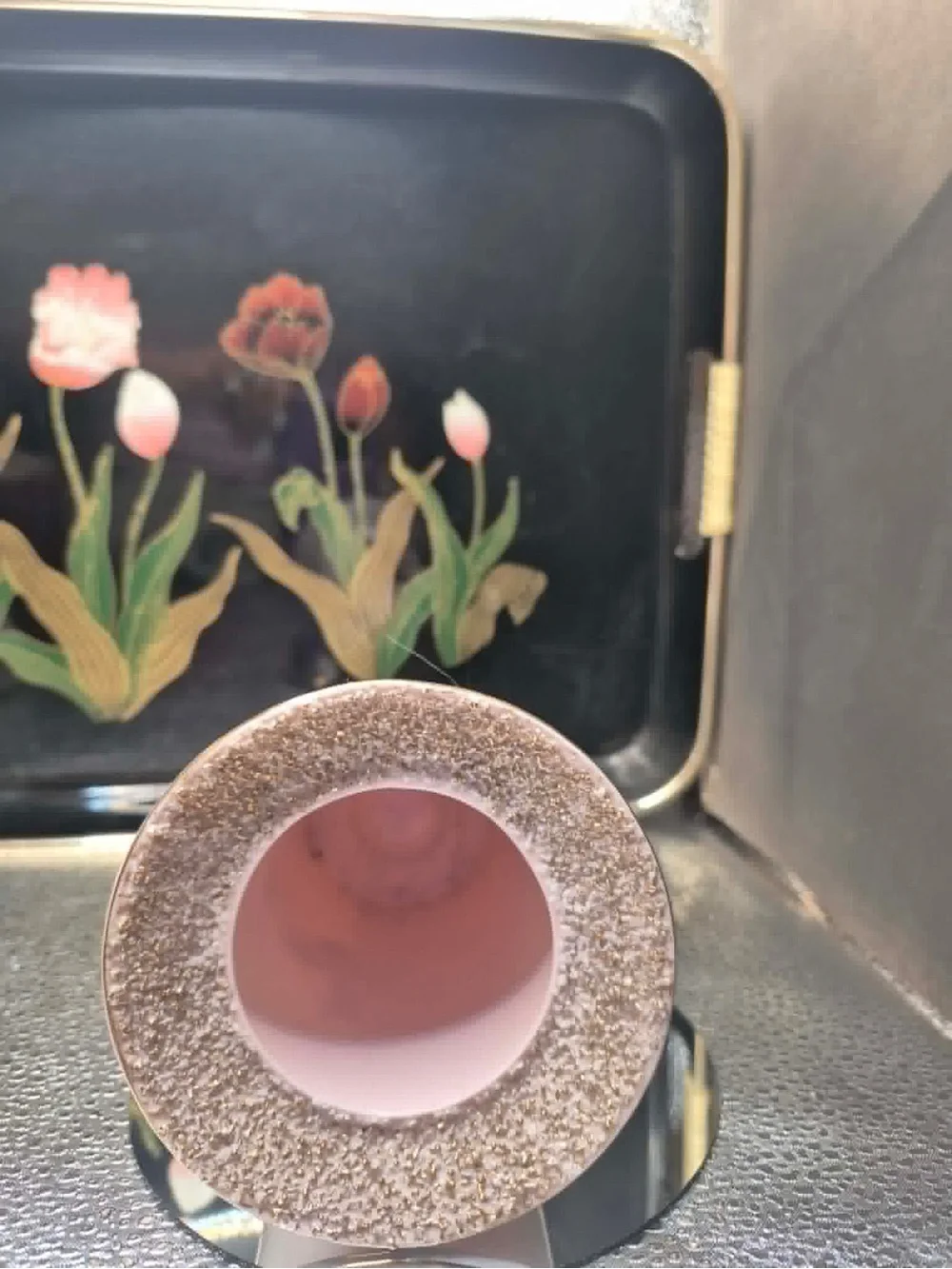 Vintage MCM Pink Lefton China Footed Bud Vase 24k Gold Sugared Rim & butterflies
